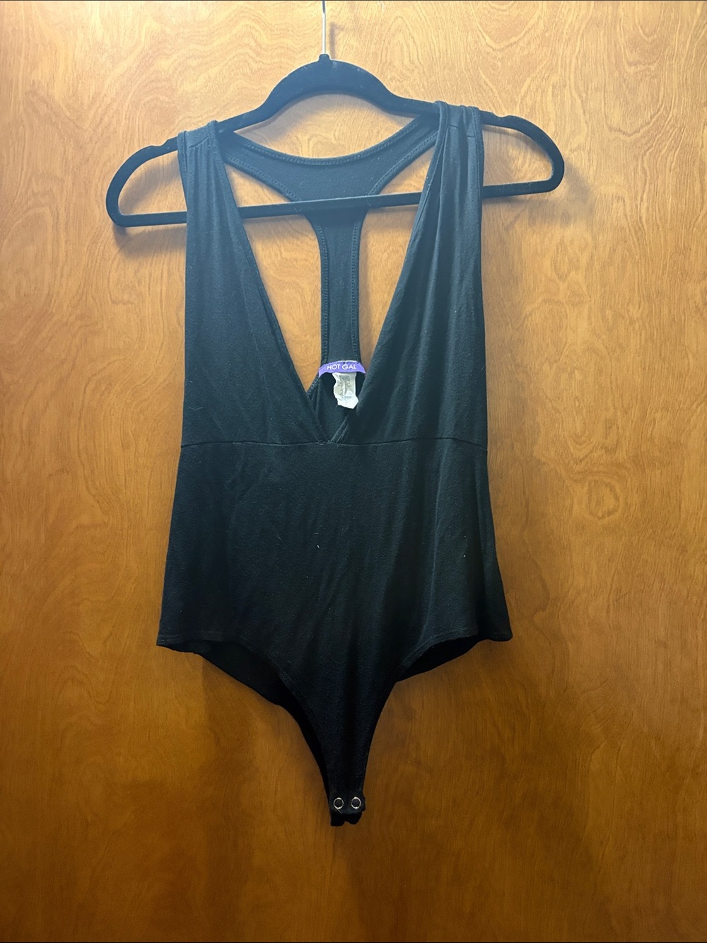 Hot Gal Black Scoop-Back One-Piece Bodysuit